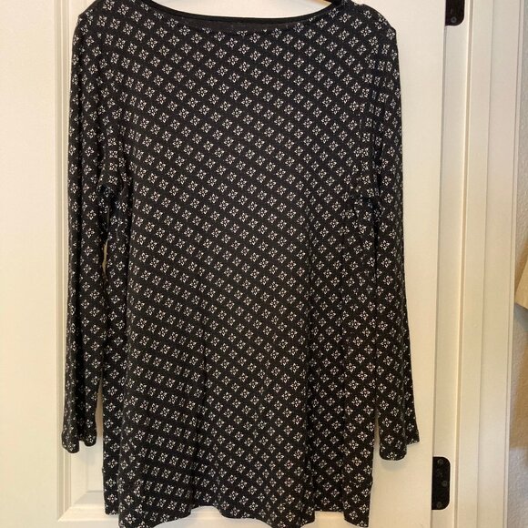 J. Jill Pima Boat Neck Tunic, Size L - Oversized, Black and White Long Sleeved - Picture 2 of 7